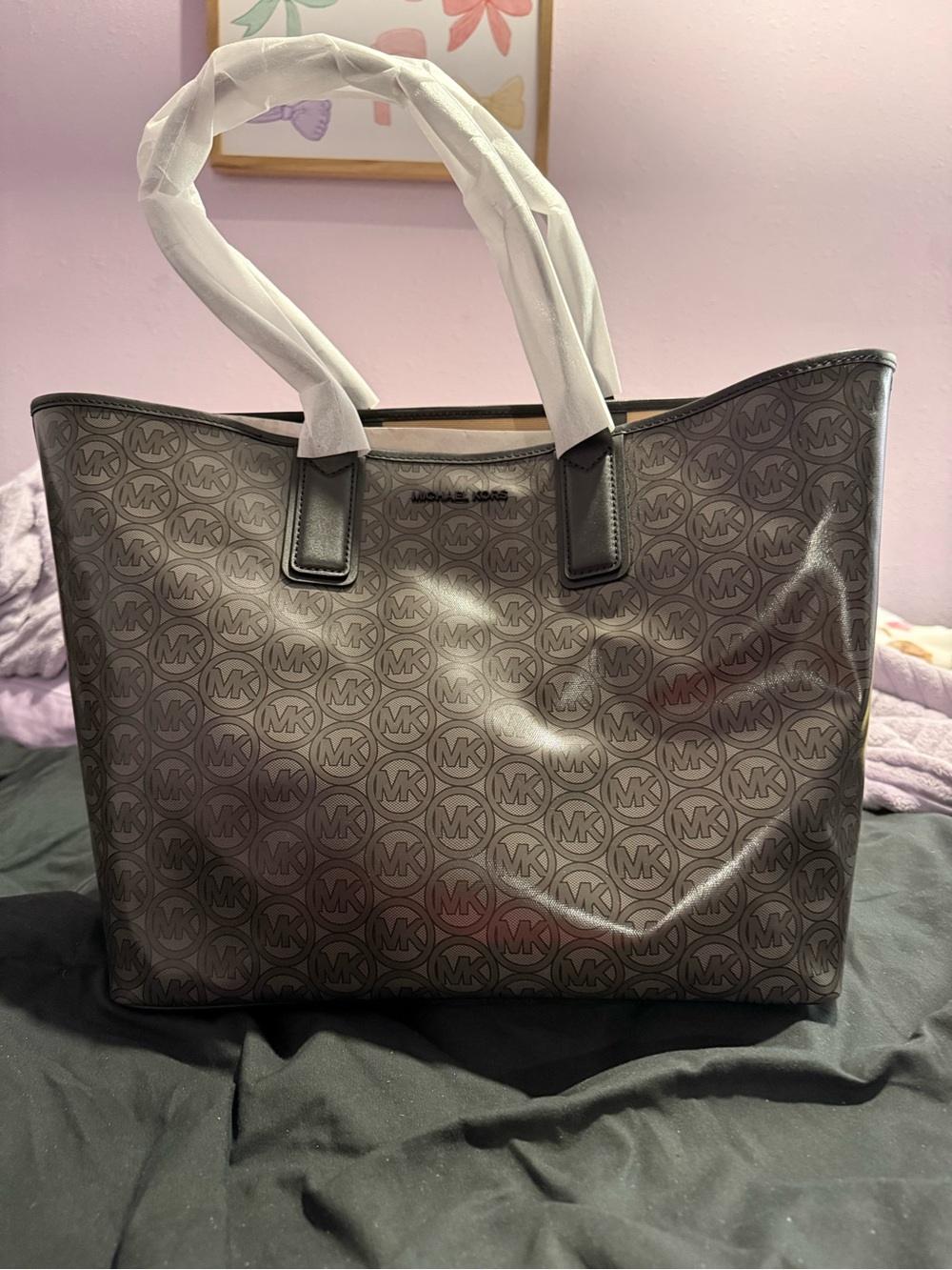 Michael Kors Monogram Tote in Dark Brown